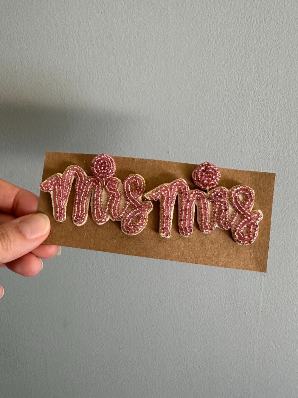 Pink Mrs Beaded Earrings